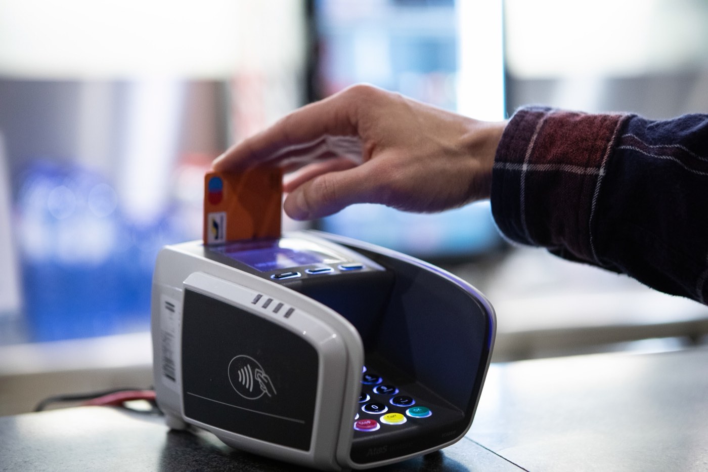 A contactless card payment at a terminal