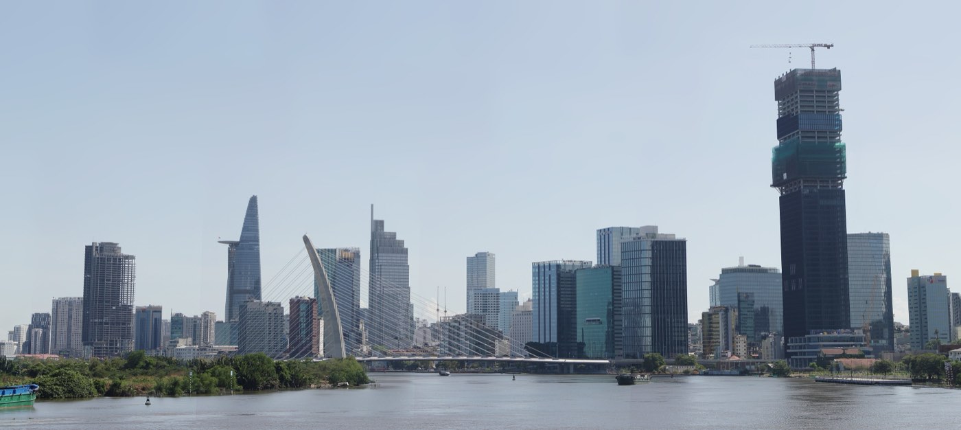 The Ho Chi Minh City skyline along the Saigon River