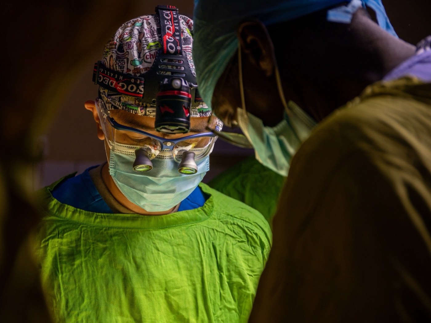 A surgical team at work in an operating theatre